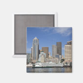 Aimant WA, Seattle, panorama de Seattle avec bateau de fe (Recto/Verso)
