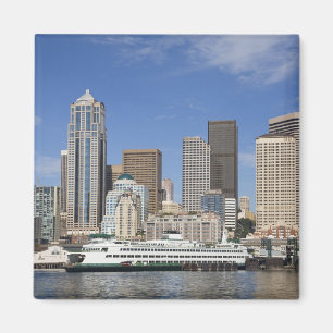 Aimant WA, Seattle, panorama de Seattle avec bateau de fe