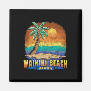 Aimant Waikiki Beach Hawaii Souvenir Vintage en détresse