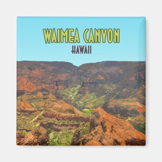 Aimant Waimea Canyon Kauai Hawaii Vintage voyage (Devant)