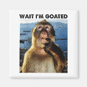 Aimant Wait I'm Goated Y2k Funny Thinking Monkey Meme Bra (Devant)