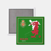 Aimant Wales Flag Map & Royal Badge (Recto/Verso)