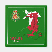 Aimant Wales Flag Map & Royal Badge (Devant)