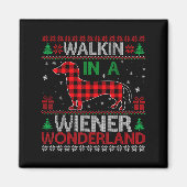 Aimant Walking In A Wiener Wonderland Funny Dachshund Chr (Devant)