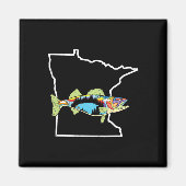 Aimant Walleye Fishing Wal, pêcheur d'eau douce (Devant)