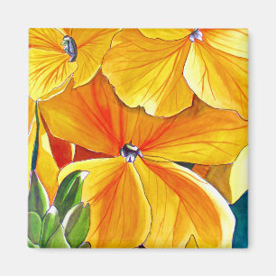 Aimant Wallflower originale aquarelle art floral