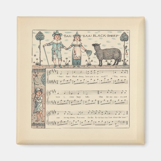 Aimant Walter Crane Baa Baa Mouton Noir Comptine (Devant)