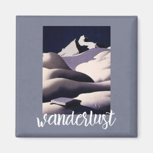 Aimant Wanderlust - Montagnes et collines de neige en hiv