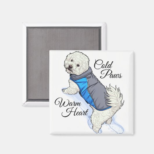 Aimant Warm Heart Snow Bichon  (Recto/Verso)