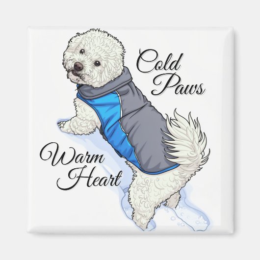 Aimant Warm Heart Snow Bichon  (Devant)