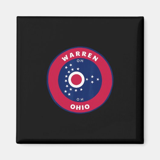 Aimant Warren Ohio Oh Drapeau Dge Roundlet Souvenir  (Devant)