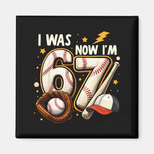 Aimant Was 6 7 birthday boy baseball funny 6 7 meme kids (Devant)