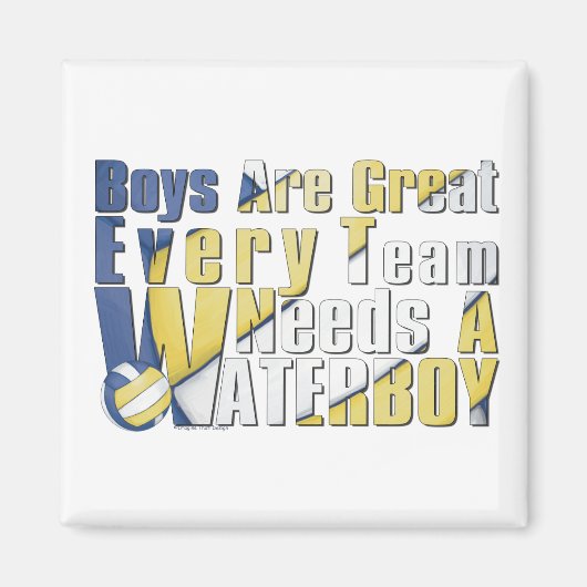 Aimant Waterboy Volleball en bleu et jaune (Devant)