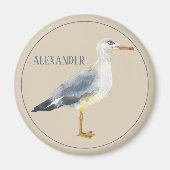 Aimant Watercolor Beach Seagull Personalized (Devant)