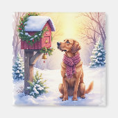 Aimant Watercolor Bloodhound Country Mailbox Christmas (Devant)