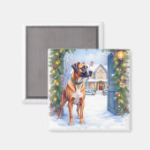 Aimant Watercolor Boerboel Farmhouse Gate Christmas (Recto/Verso)