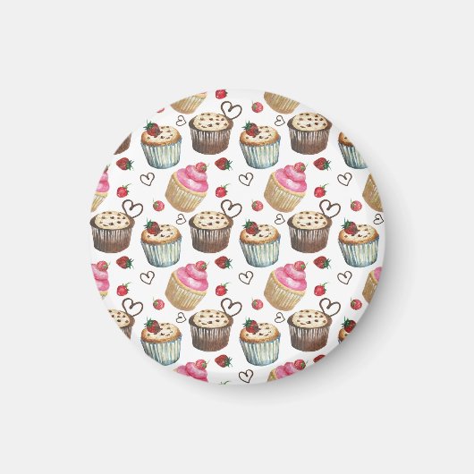 Aimant Watercolor cupcakes (Devant)
