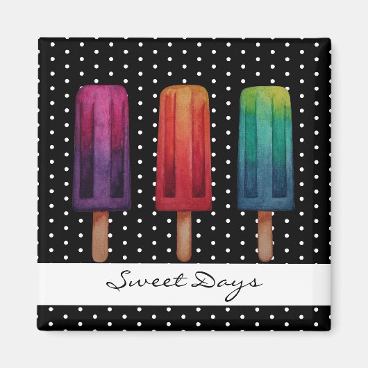 Aimant Watercolor Cute Popsicle Glaces Creams (Devant)