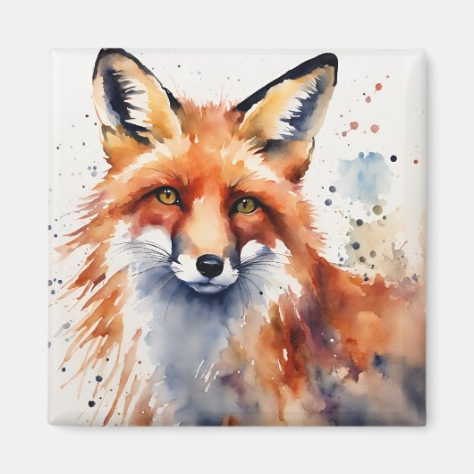 Aimant Watercolor Fox Portrait (Devant)