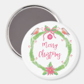 Aimant Watercolor Holly Wreath "Merry Christmas" (Recto/Verso)