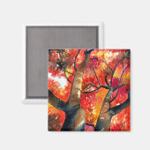 Aimant Watercolor Japonais maple tree (Recto/Verso)