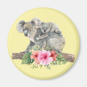 Aimant Watercolor Koala Bears Cute Mom & Baby