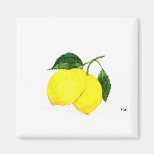 Aimant Watercolor lemons fruits kitchen decor chic rustic
