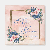 Aimant Watercolor Navy & Blush Wedding (Devant)