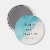 Aimant Watercolor Ocean Summer Beach Wedding Party (Recto/Verso)
