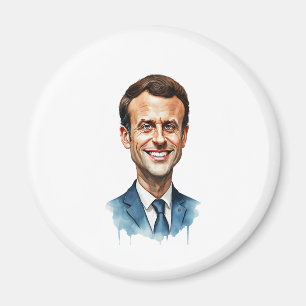 Aimant Watercolor Portrait of Emmanuel Macron – Elegant F