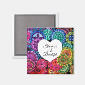 Aimant Watercolor Rainbow Mandala With Heart (Recto/Verso)