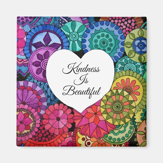 Aimant Watercolor Rainbow Mandala With Heart (Devant)