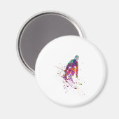 Aimant watercolor skier (Recto/Verso)