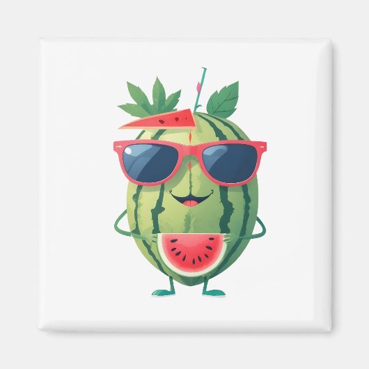 Aimant Watermelon Fun Vacances Gaie Boisson Tropicale (Devant)