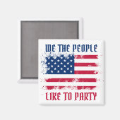 Aimant We people Funny Distressed USA Drapeau Juillet 4 (Recto/Verso)