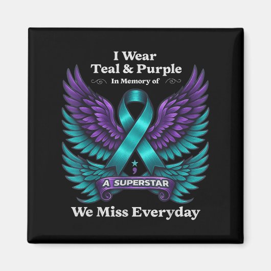 Aimant Wear Teal &amp; Purple In Memory Of A Loved One Aw (Devant)