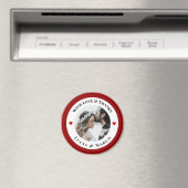 Aimant Wedding Photo in White Circle with Red Heart (In Situ (Lave-vaisselle))