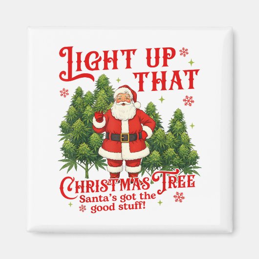 Aimant Weed Lover Smoking Light Up Christmas Tree (Devant)