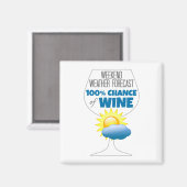 Aimant Weekend Météo Prévision Soleil 100% Chance de Vin (Recto/Verso)