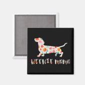 Aimant Weenie Mama Dachshund floral (Recto/Verso)