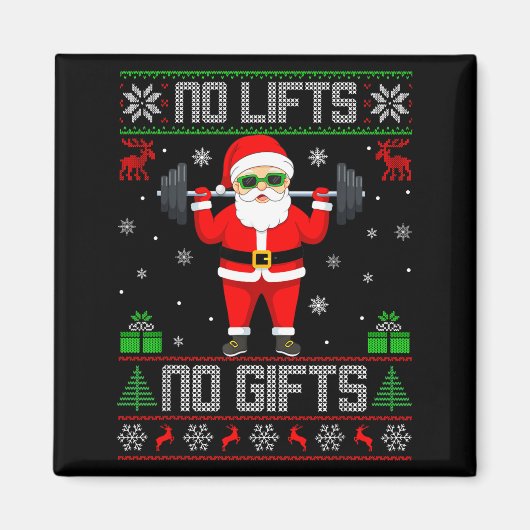 Aimant Weightlifting Workout Gym Santa Christmas Ugly Swe (Devant)