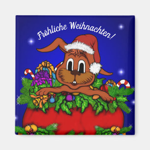 Aimant Weihnachtskaninchen, Fröhliche Weihnachten !