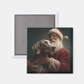 Aimant Weimaraner avec Noël Festif du Père Noël (Recto/Verso)