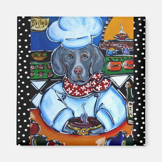 Aimant Weimaraner Chef Produits (Devant)