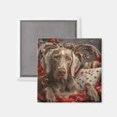 Aimant Weimaraner Chien Festif de Noël (Recto/Verso)