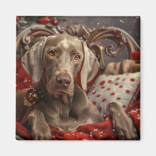 Aimant Weimaraner Chien Festif de Noël
