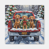 Aimant Weimaraner Christmas Red Truck Holiday (Devant)