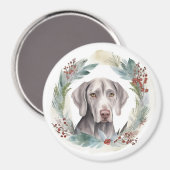 Aimant Weimaraner Christmas Wreath Festive Pup (Recto/Verso)