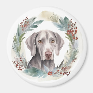 Aimant Weimaraner Christmas Wreath Festive Pup