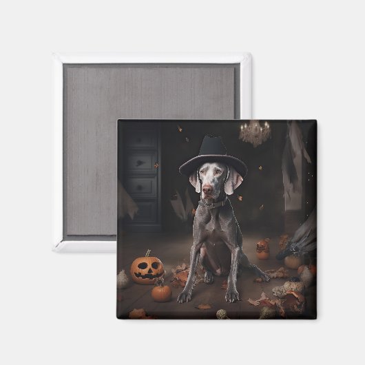 Aimant Weimaraner Citrouilles Halloween effrayant (Recto/Verso)